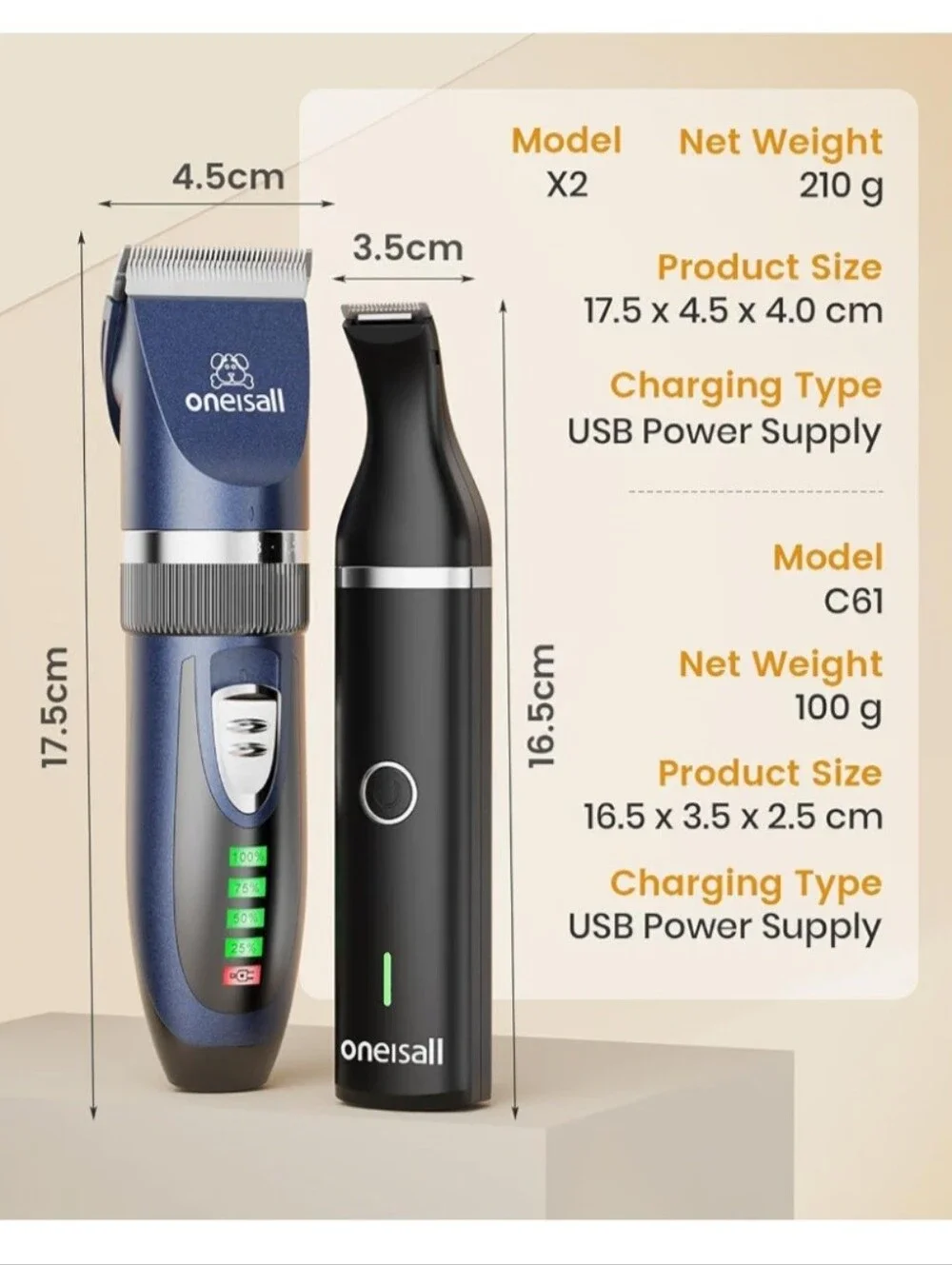 oneisall  - Cat Clippers and Paw Trimmer -  3 in 1 Cat Grooming Kit